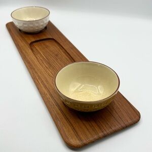 Denmark Digsmed Teak 3 Cavities Tray from 1964 & 2 Pier 1 Bowls